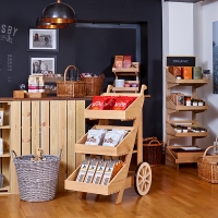 Rustic 3 Tier wooden Display Cart