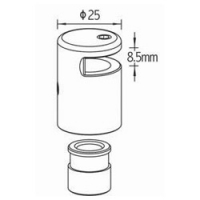 Aluminium side clamp fixing 25mm x 37mm Satin (7232113)