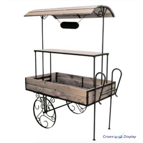 Wooden Display Cart with Canopy