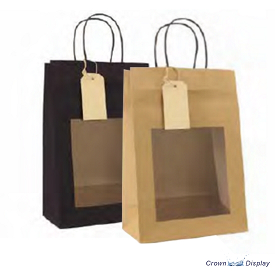 Brown Carrier Bag with Window (pack of 12)