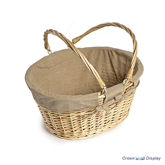 Large Light Wicker Shopping Basket with Liner