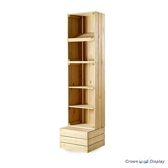 Freestanding tall crate display unit
