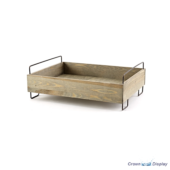 Wooden Display Tray with Metal Legs