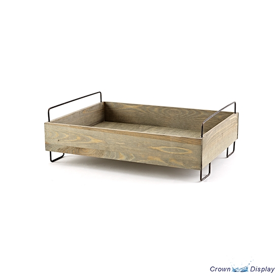 Wooden Display Tray with Metal Legs Wooden Display Tray with Metal Legs