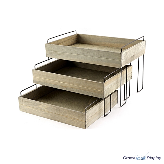 Nesting Wooden Display Trays with Metal Legs