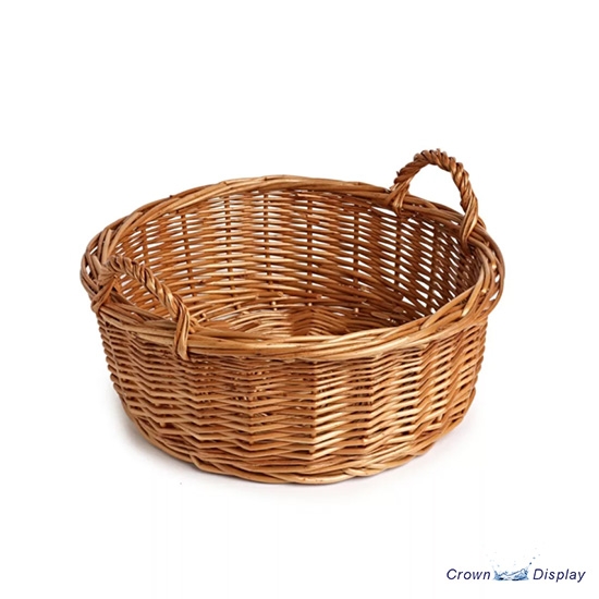 Round Wicker Display Basket with handles