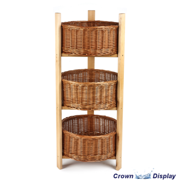 Rustic Circular 3 Tier Basket Display Stand