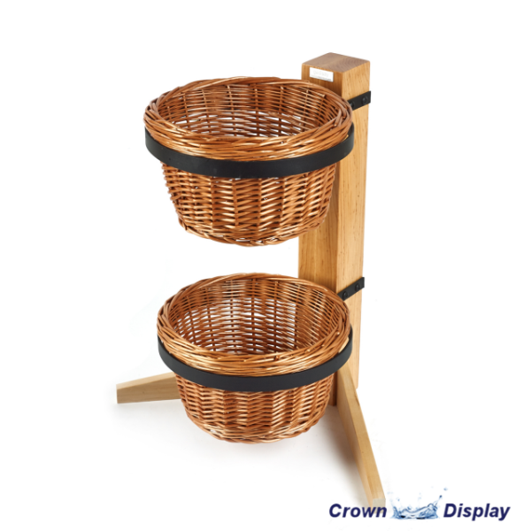 Rustic 2 Tier Round Basket Display Stand